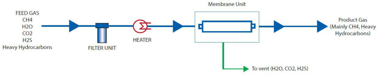hydrogen sulfide removal membrane unit diagram